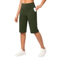 thumbnail image 5 of Yoga Pants With Pockets For Women Womens Long Shorts With Pockets High Waisted Athletic Casual Shorts For Women Athletic Seamless Summer Yoga Shorts Green XXXL, 5 of 7