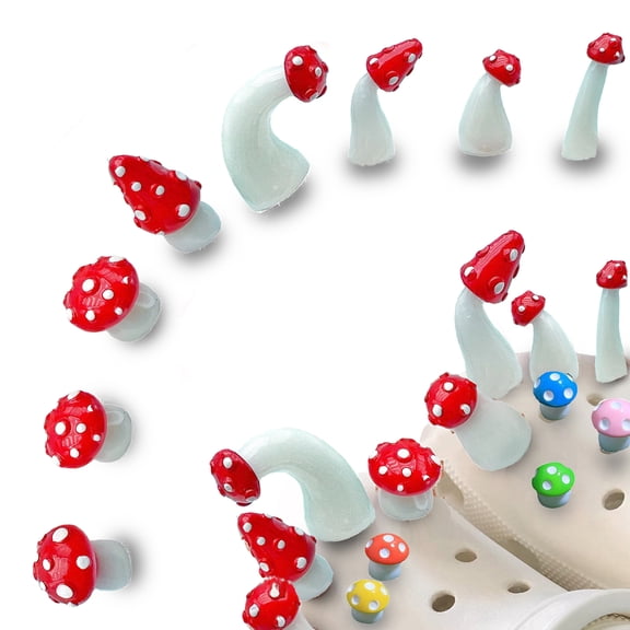 Mushroom Shoe Charms, Cute Red & Multi Mushroom Shoe Decorations for Clogs, Unique Fun Fashion Accessories to Personalize Your Footwear Novelty Gifts for Girlfriend for Teen for Girls for Birthday