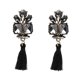 thumbnail image 1 of Pendientes colgantes con baño de aleación para mujeres a la moda, elegantes pendientes con borlas negras, 1 of 3