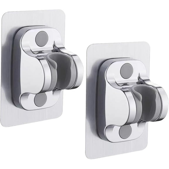 2 Pack No-Drill Shower Head Holder, Adjustable Strong Adhesive Wall Mount Bracket for Handheld Shower Wand, Bathroom Accessories