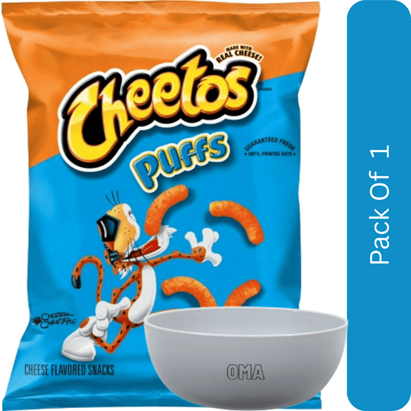 Cheetos Puffs Cheese Flavored Snacks – 2.5 oz Bag-With Olive White Bowl By OMA