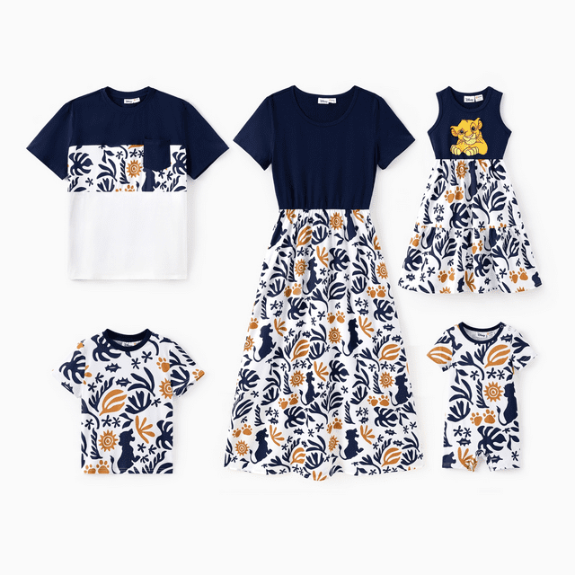 Disney Disney Lion King Family Matching Simba Palm Leaf Pattern Colorblock Dress/Top/Romper