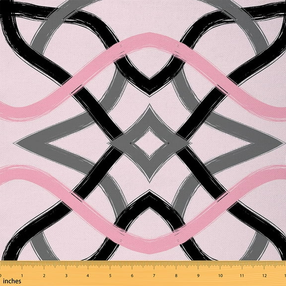 jejeloiu Geometric Geometric Fabric by the Yard 1 Yard,Stripes Lines Aesthetic Home Decor Fabric by the Yard,Pink Gray Black Sewing Fabric For Teens,Luxury Bedroom Decor