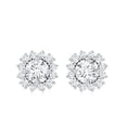 thumbnail image 2 of Rosec Jewels Lab Created Diamond Stud Earrings with Screw Back - Halo Earrings for Mom - EF-VS Quality, 925 Sterling Silver, 2 of 6