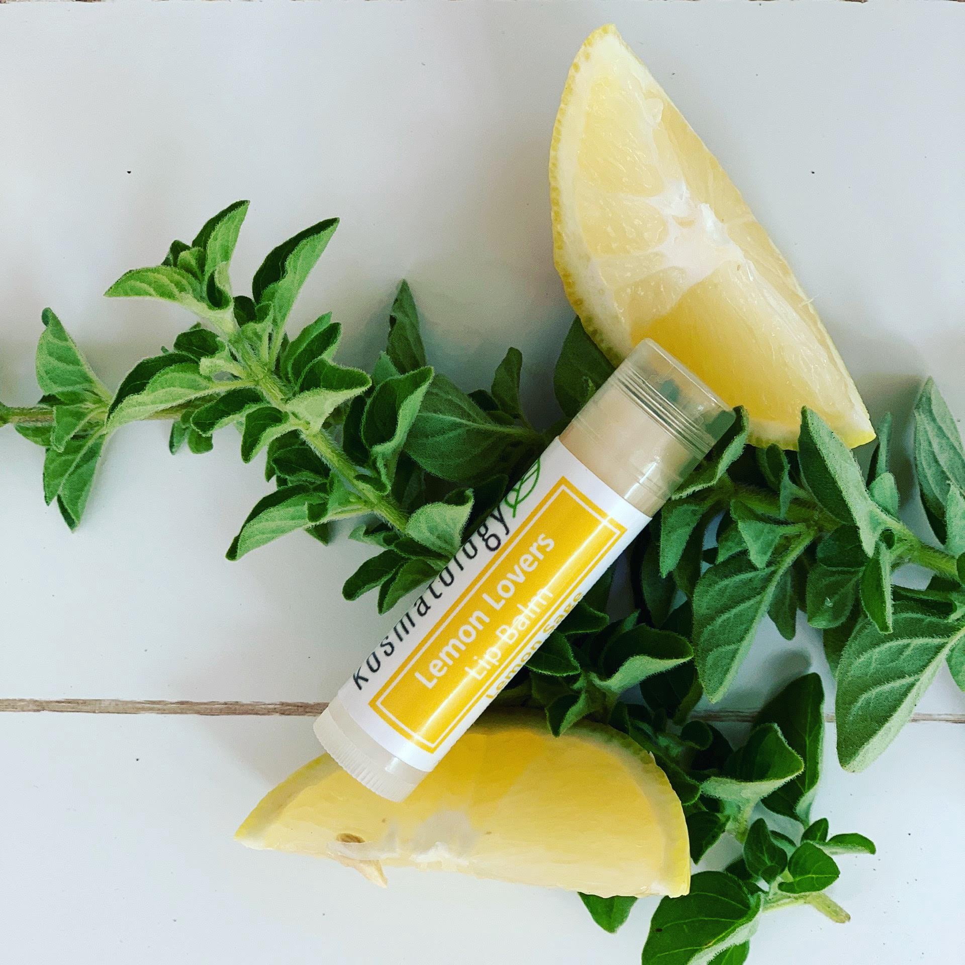 Kosmatology® Organic Lemon Sage Lip Balm - Lemon Lovers 4 Pack | Beeswax Free | Vegan | 100% Natural Moisturizer for Cracked & Dry Lips