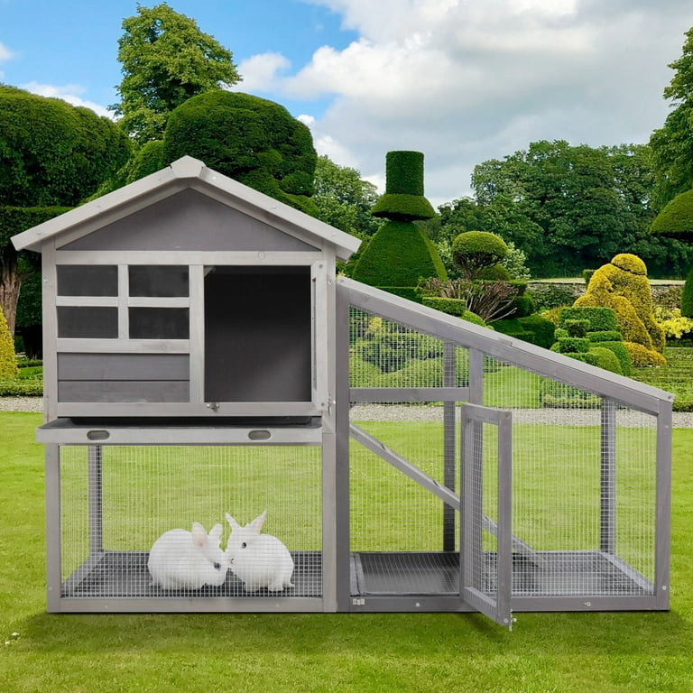 Tangkula Wood Rabbit Hutch, Outdoor Indoor Bunny Cage With, 60 OFF