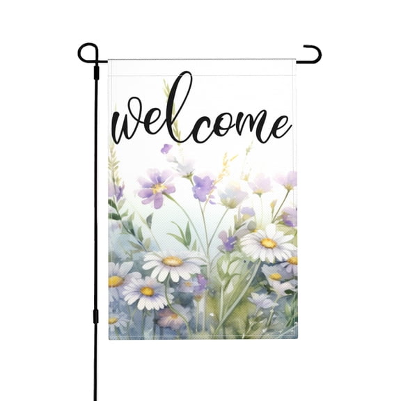Daisies Lavender Butterfly Welcome Home Garden Flag 12x18 Inch Double Sided for Outdoor House Summer Fall Spring Flag Yard Decoration