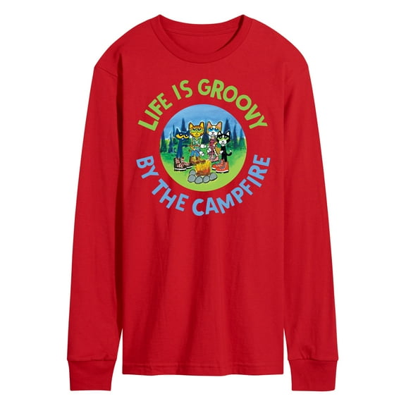 Pete The Cat - Groovy By The Campfire - Men's Long Sleeve T-Shirt