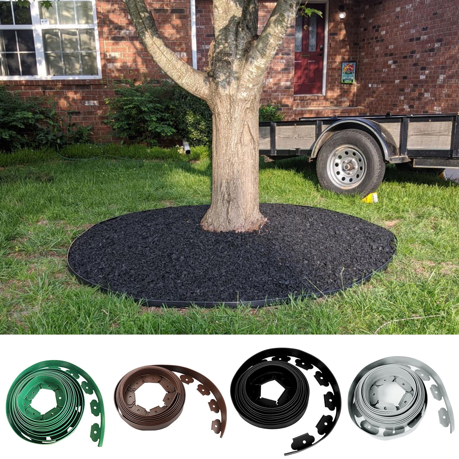 1 Roll 10M Landscape Edging Border with 30 Spikes No Dig Weather-Resistant Decorative Garden Flower Beds Lawn Yard Pathway Garden Landscape Edging