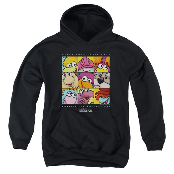 Fraggle Rock Squared Youth Pullover Hoodie Sweatshirt Black