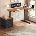 thumbnail image 3 of Height Adjustable L Shaped Electric Standing Desk, 70.9" Farmhouse Office Computer Desk with 3 Drawers, 3 of 7