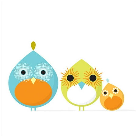 Oopsy Daisy - Mod Bird Trio Canvas Wall Art 14x14, Robin Rosenthal