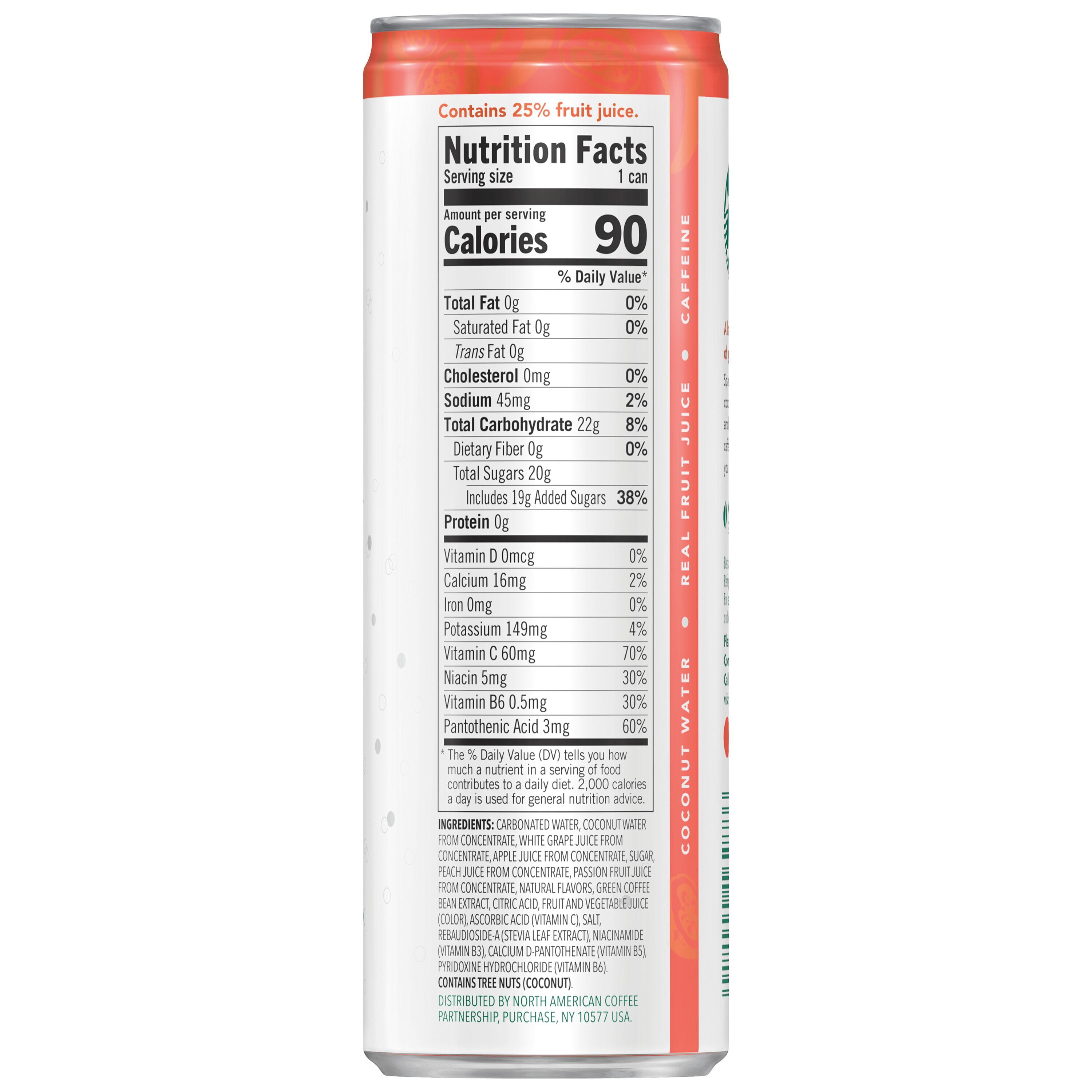 Starbucks Refreshers Sparkling Juice Blend Drink Peach Passion Fruit Flavored 12 fl oz Can