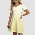 thumbnail image 2 of gdxvjhbj Robe d'Anniversaire pour Fille Robe Papillon pour Bébé Fille Tutu à Volants Sans Manches Robes Robe de Fête 4T 5T (Jaune, 4-5 Ans), 2 of 9