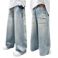 thumbnail image 4 of Boys Pants Straight Leg Loose Fit Elastic Solid Print Denim Jeans Trousers Casual Wear 4-5 Years, 4 of 5