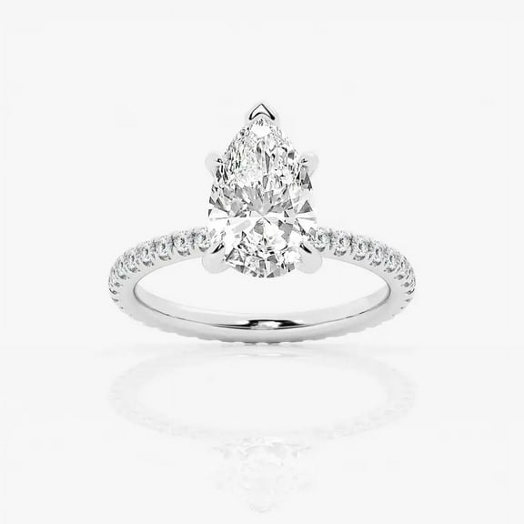 Zoya Jewel 1.6 Ct Pear Cut Lab Simulated Teardrop Diamond Ring - 14k White Gold Plated Engagement Wedding Ring - Forever Waterdrop Ring for Women