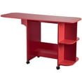 thumbnail image 1 of SEI Furniture Wooden Drop Leaf Mobile Sewing Craft Table in Farmhouse Red, 1 of 15