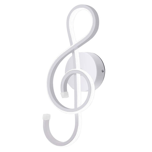Lámpara de pared con nota musical LED, luz nocturna en espiral para cabecera (luz cálida) (blanco) Likrtyny Lamparas Hogar Multifuncional