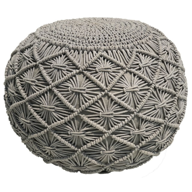 Pouf Pouf en Macramé Noué à la Main Rond de 20 Pouces