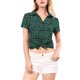 thumbnail image 2 of Camisas de cuadros para mujer Inspire Chic, con cuello de punta y botones, color verde L, 2 of 7