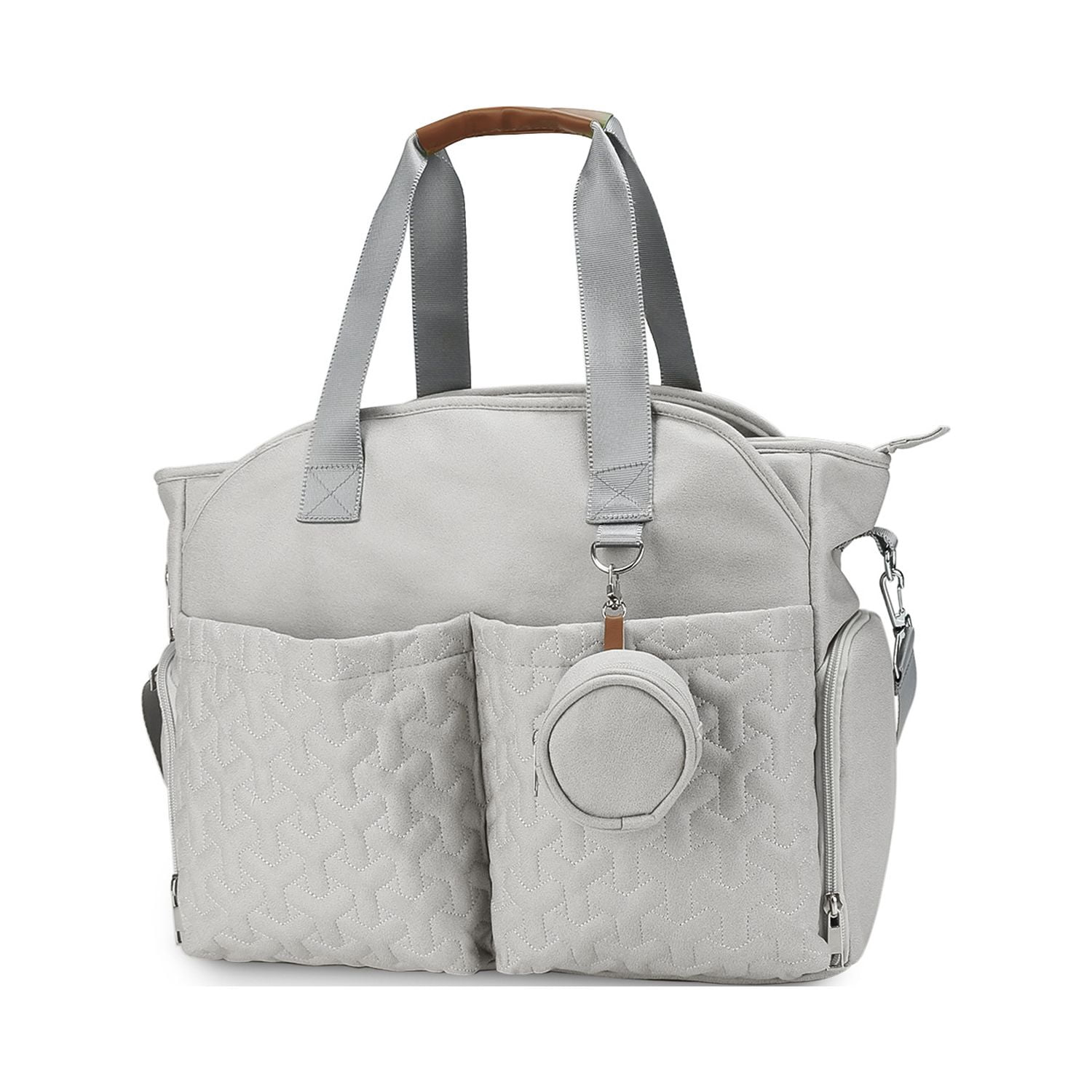 SPEKSEE Diaper Bag Tote with Pacifier Holder Case for Mom and Dad, Multi-Function Travel Diaper Bag with Adjustable Shoulder Strap and Insulated Pockets