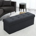 thumbnail image 4 of Repose-pieds Ottoman avec Couvercle Relevable et Rangements Cachés Banc de Rangement avec Épais Tapissage Gris, 4 of 4