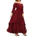 thumbnail image 5 of Busydd Fashion Women's Spring/Summer Solid Court Long Sleeve Round-Neck Dress XL, 5 of 5