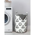 thumbnail image 3 of Abstract Laundry Bag, Geometric Triangles and Circles with Little Dots Creative Modern Design, Basket with Handles Drawstring Closure for Laundromats, 13" x 19", Charcoal Grey White, by Ambesonne, 3 of 4