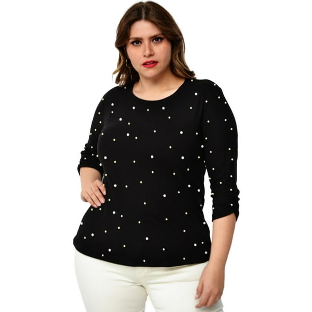 Blusa con perlas modelo 3743 E negro 38 Roman Fashion Blusa extra 3743 E Walmart en linea