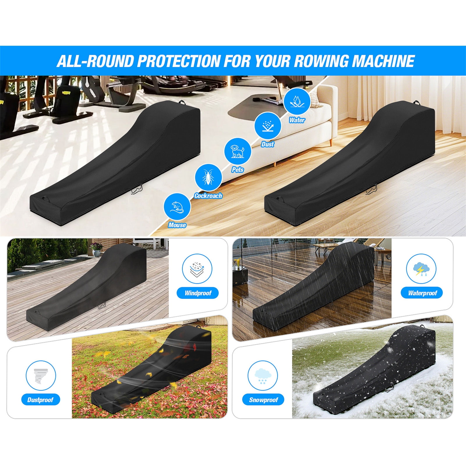 Rowing Machine Protective Cover Exercise Equipment Protector Tear Resistant Design Easy Installation Not Tools Required