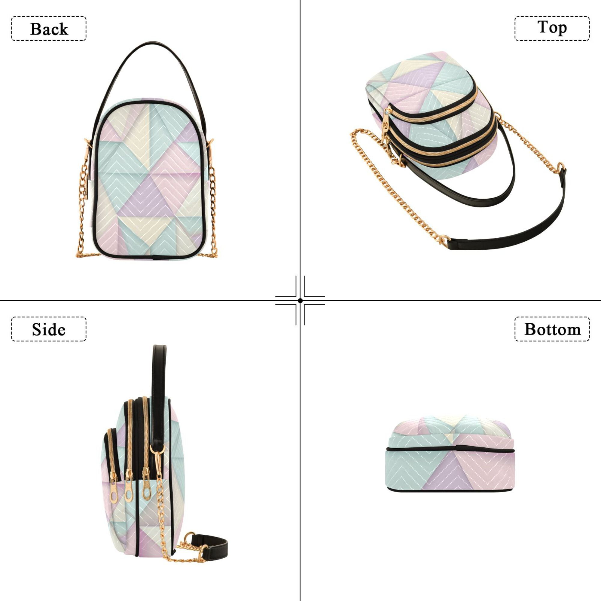 FORMRS Crossbody Bag for Women Quilted Travel Shoulder Cell Phone Purse with Chain Strap Handbag, Purple Geometric