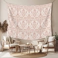 thumbnail image 2 of Pink Flowers Tapestry for Bedroom Wall Hanging Tapestry, Baroque Scroll Floral Damask Pattern Art Ceiling Backdrop Tapestries Poster Blanket Wall Decor for Teens Room Living Room Dorm 59" x 90", 2 of 8