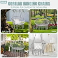 thumbnail image 6 of Spaco Hanging Macrame Hammock Chair with Handwoven Cotton Backrest-White, Handwoven Cotton Rope Hammock Chair for Bedroom Indoor Outdoor Patio Yard, 6 of 8