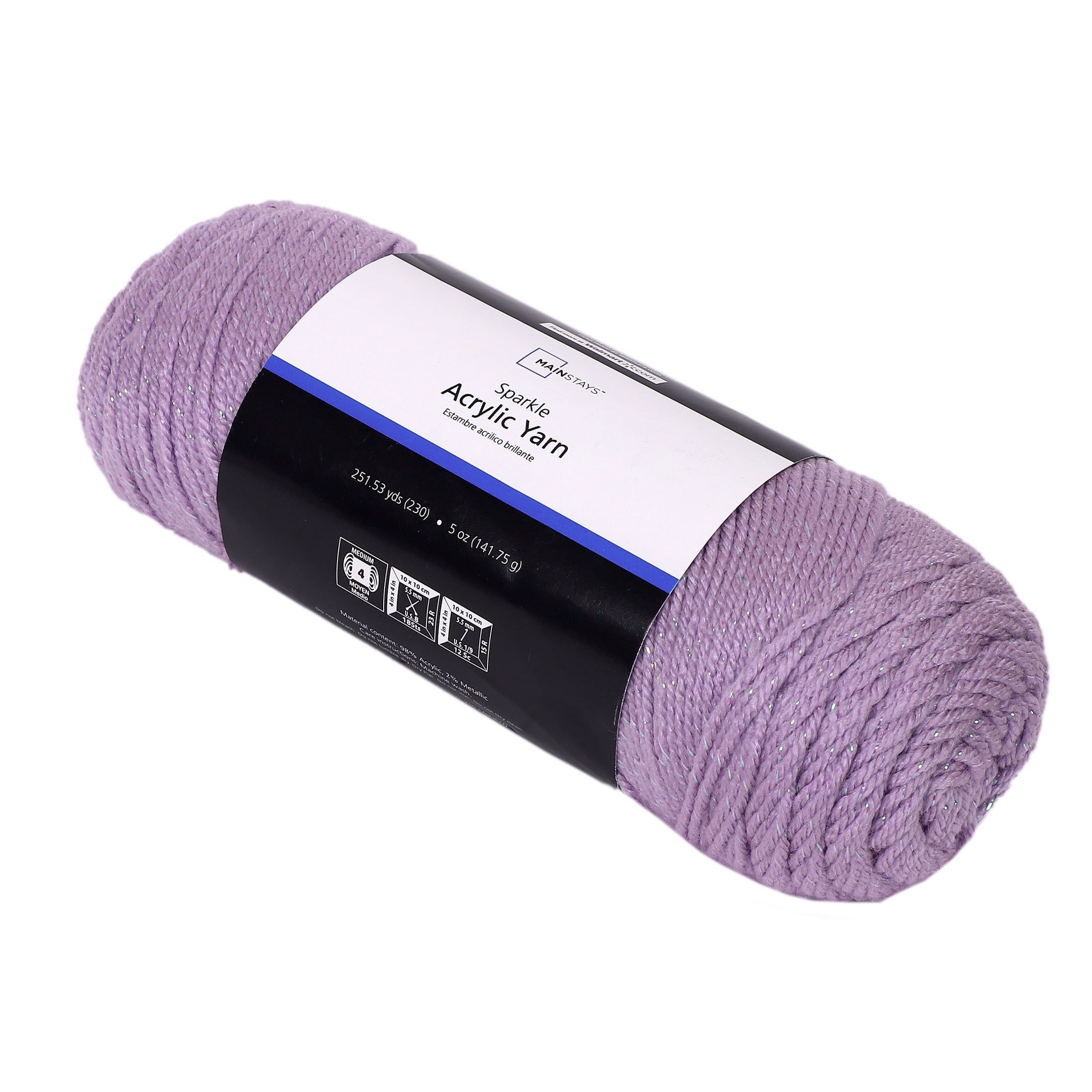 Mainstays Sparkle Acrylic Yarn, 5oz, Sweet Violet
