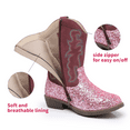 thumbnail image 5 of Blikcon Kids Cowboy Boots Girls Mid Calf Sparkly Glitter Western Cowgirl Boots Side Zipper (Toddler/Little Kid/Big Kid), 5 of 8