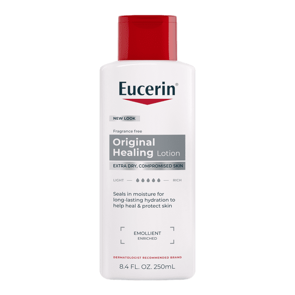 Eucerin Original Healing Body Lotion for Extra Dry Skin, Emollient-Rich, Fragrance Free, 8.4 fl oz