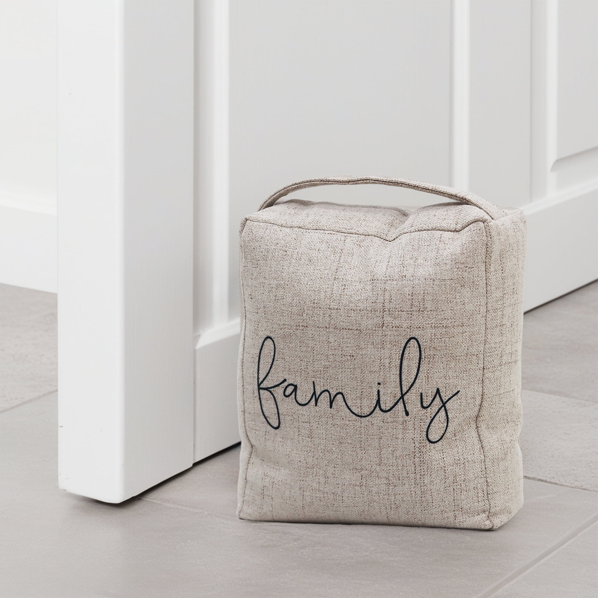 Parisloft Family Weighted Fabric Doorstop with Handle, 7.875 x 4.75 x 9 inches