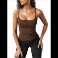 thumbnail image 3 of Camisetas Sin Mangas para Mujer, Corte Entallado, Tirantes Finos, Bonitas Camisetas de Entrenamiento de Verano con Cuello Cuadrado Café XL, 3 of 7