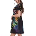 thumbnail image 2 of Logiee Dragon with Colorful Tail Print Womens Summer Dress,Casual Short Sleeve Sundresses,Beach A-line Shift Dress with Pockets, 2 of 6
