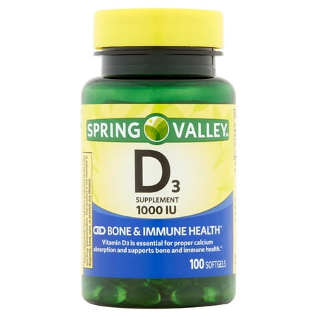 Spring Valley supplément de vitamine D3 Gélules, 1000 UI, 100 count