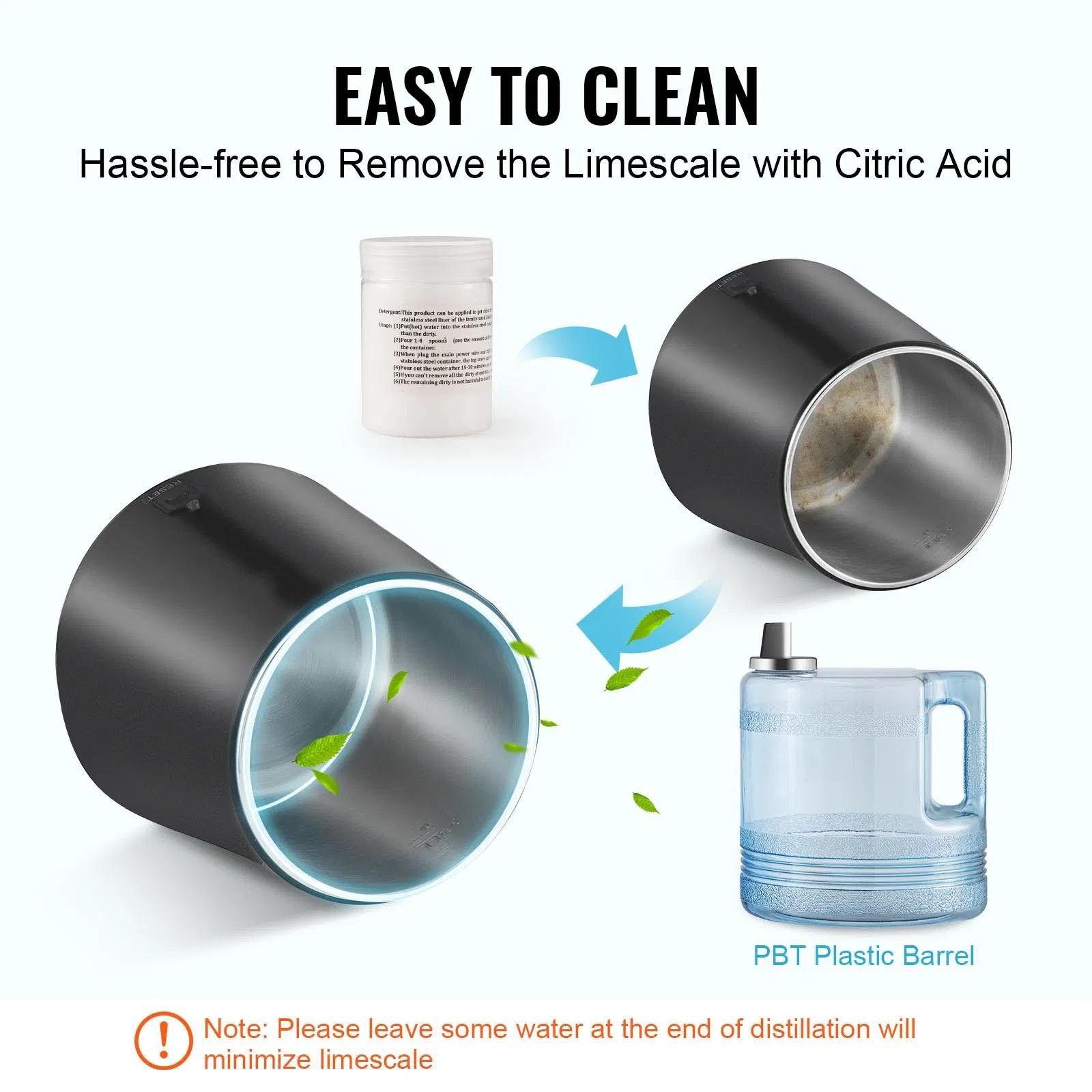 Water Distiller, Pure Water Purifier Filter For Home Countertop, 750W Distilled Water Maker, Stainless Steel Interior Distiller Water Making Machine to Make Clean Water