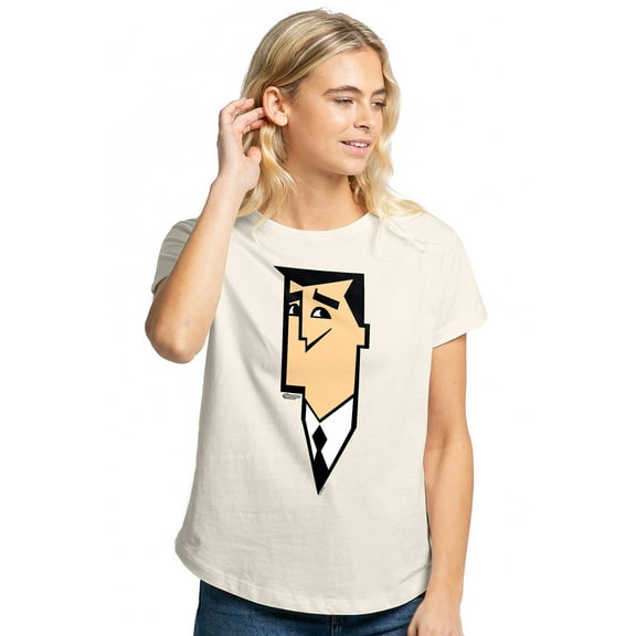 The Powerpuff Girls Professor Utonium Face Women's Graphic T-Shirt Rolled Sleeve Tee