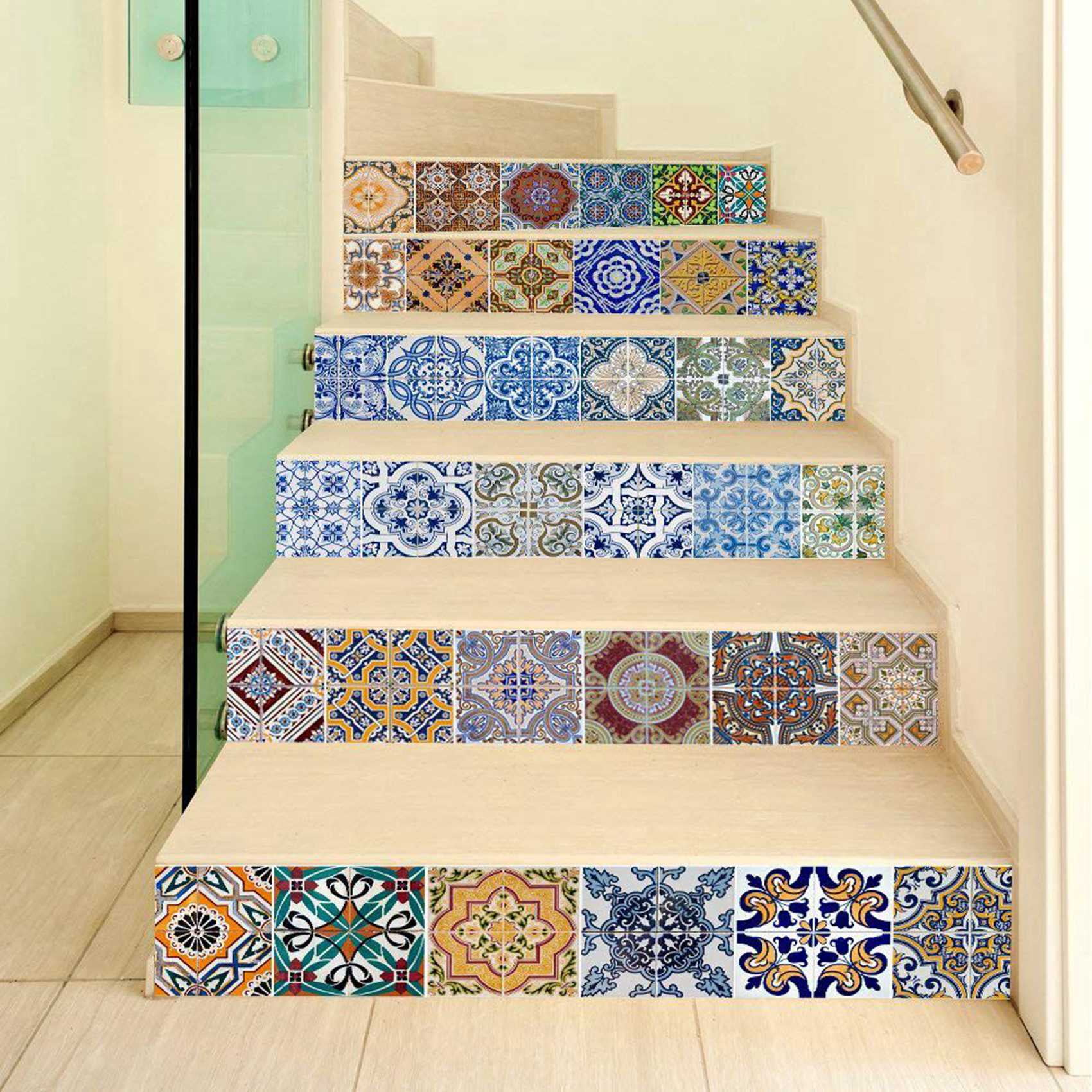 12X Peel and Stick Tile Backsplash Stair Riser Decals DIY Mexican Traditional Waterproof