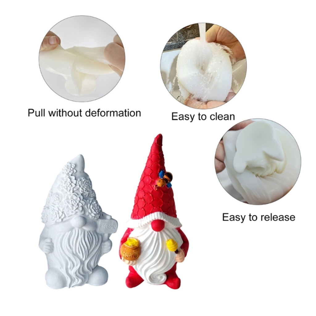 WINDLAND 4Pcs Dwarf Santa Decoration 3D Candle Moulds DIY Candle Epoxy Mold Handmade Candles Aroma Wax Soap Molds for Decorations
