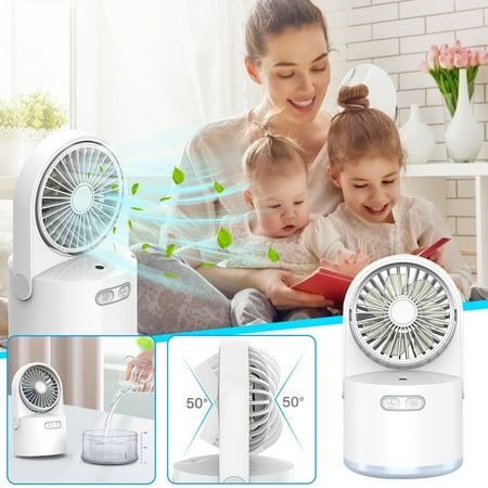 

EJWQWQE Humidifier Fan 2-in-1 Mini Desktop Humidification Portable Fan USB Charging Fan