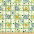 thumbnail image 2 of Ambesonne Spring Fabric by the Yard Upholstery, Stripes Dots Daisy Flowers, 5 Yards, Earth Yellow Soft Blue, 2 of 5