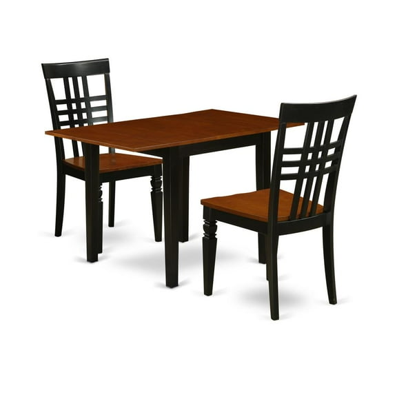 East West Furniture Dining Room Set Black & Cherry, NDLG3-BCH-W