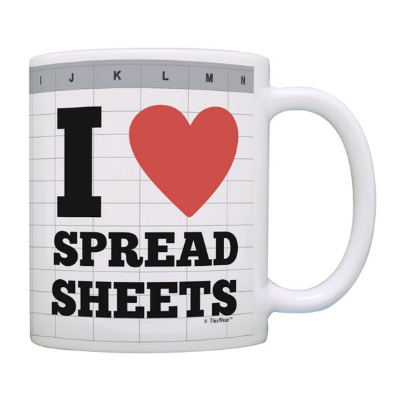 ThisWear Accounting Gifts I Heart Spreadsheets Accountant Gifts for Women Comptroller Mug 11 ounce Coffee Mug