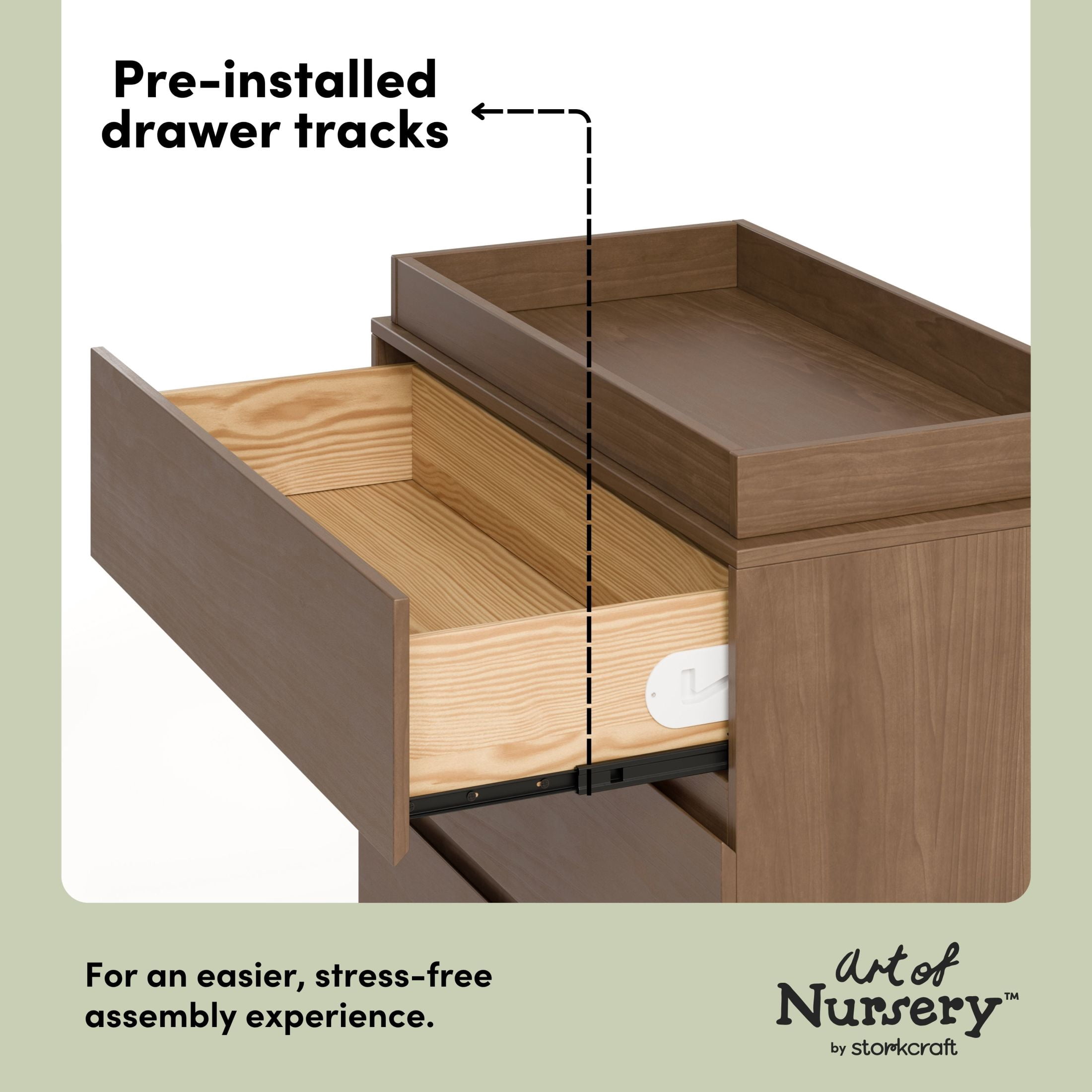 Art of Nursery by Storkcraft Sorrento 3 Drawer Chest with Changing Topper - Hazelnut