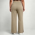 thumbnail image 4 of YHAJDS Plus Size Yoga Pants Elastic Waist Split Hem Tight Sports Long Trousers With Side Pockets, 4 of 7